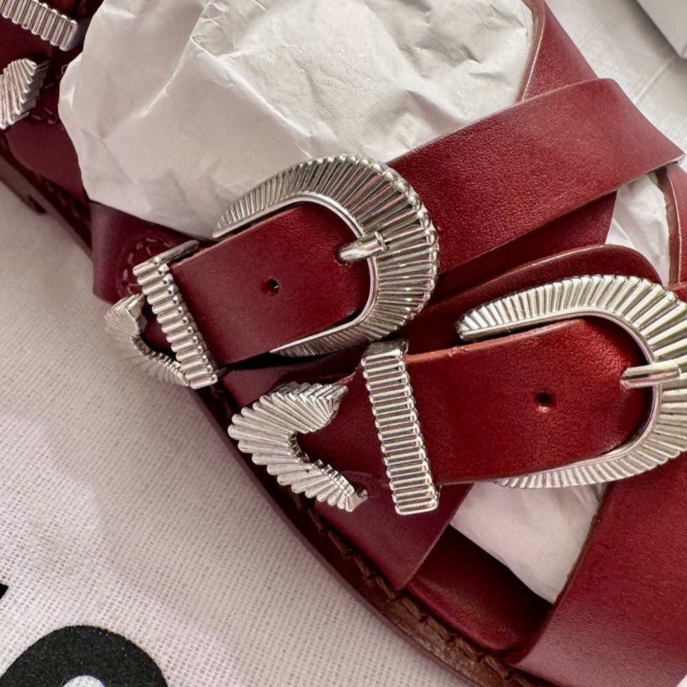 Schutz brown leather Harper buckle zip strappy sandal gladiator 7.5 - Picture 10 of 10